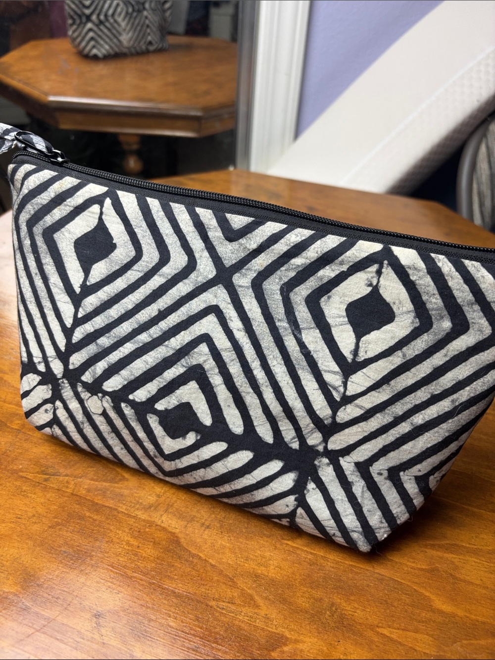 Large Handmade Batik cosmetic jewelry bag Queen Alaffia Ghana